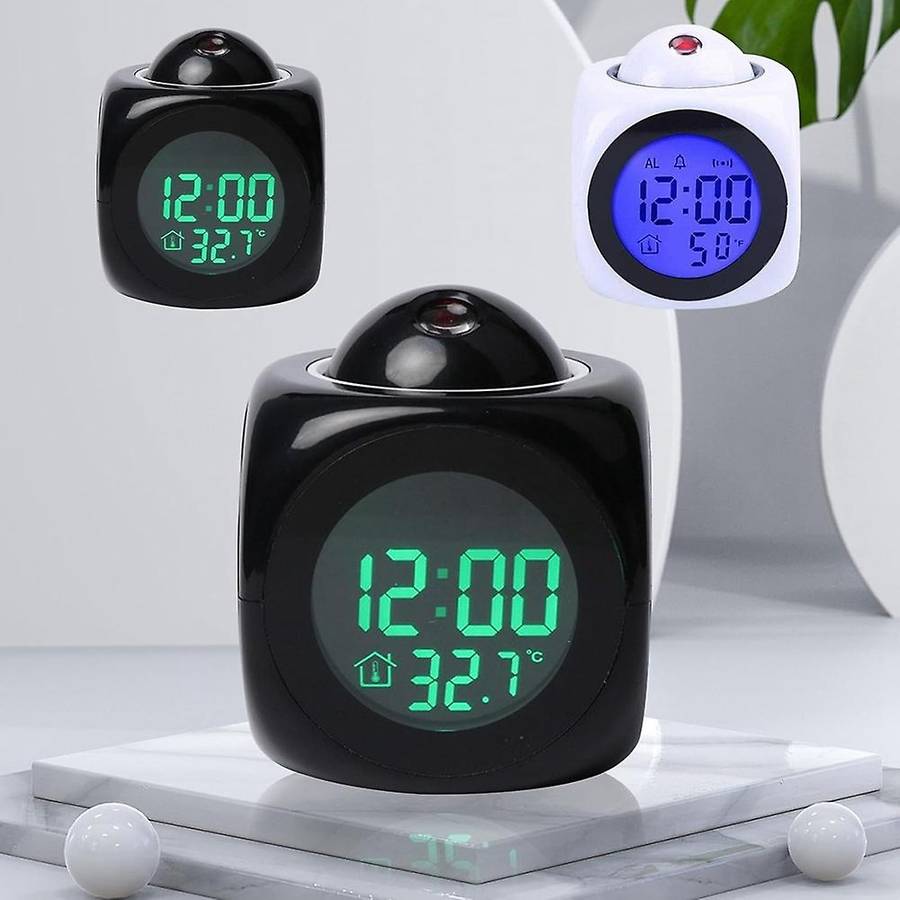 Projection Electronic Clock English Clock, Projection Clock Multi-Function Alarm Clock, LCD Projecti