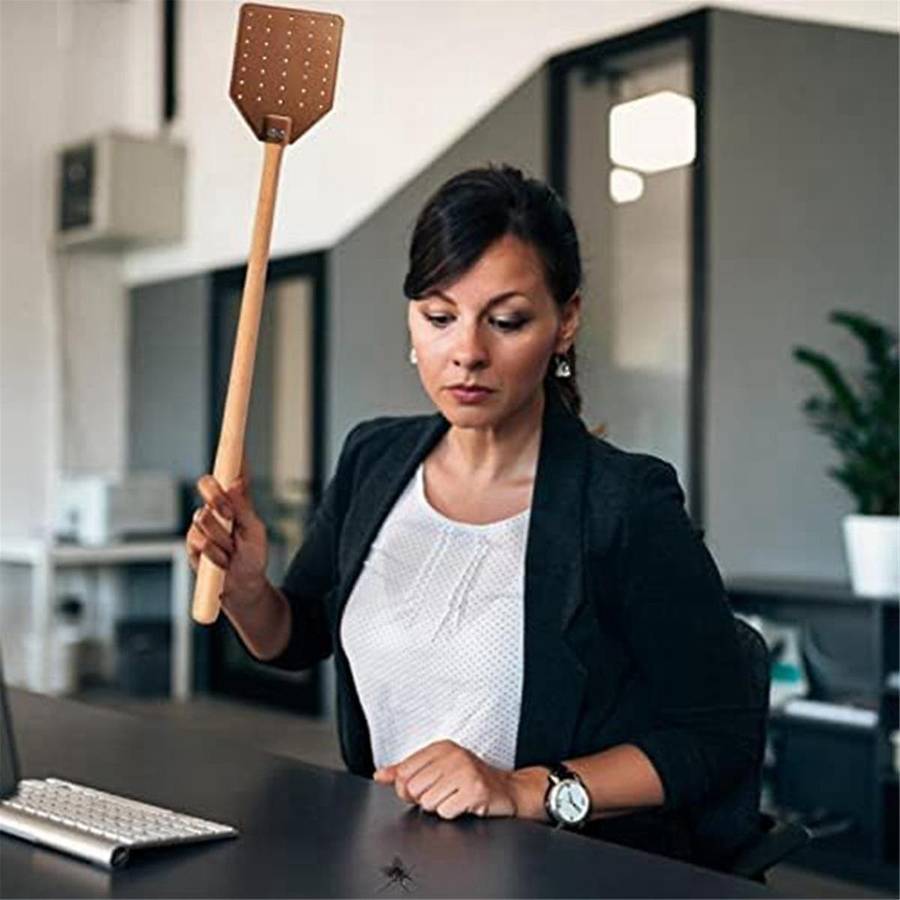 Pu Leather Fly Swatter Heavy Duty Manual Fly Swatter with Wood Handle,durable Leather Fly Swatter F