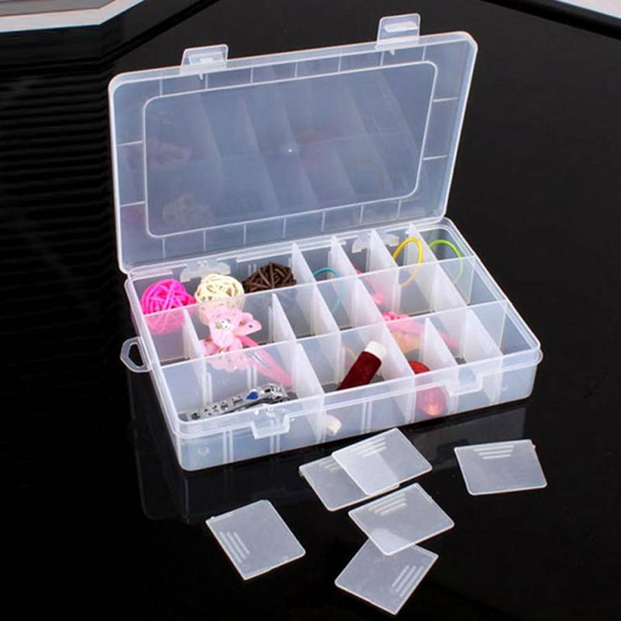 5pcs/set 24 Compartment Slot Storage Box Adjustable Plastic Case