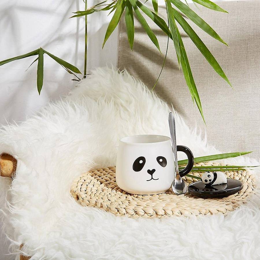 Panda Ceramic Cup with Lid Student Water Cup Valentine's Day Gift A
