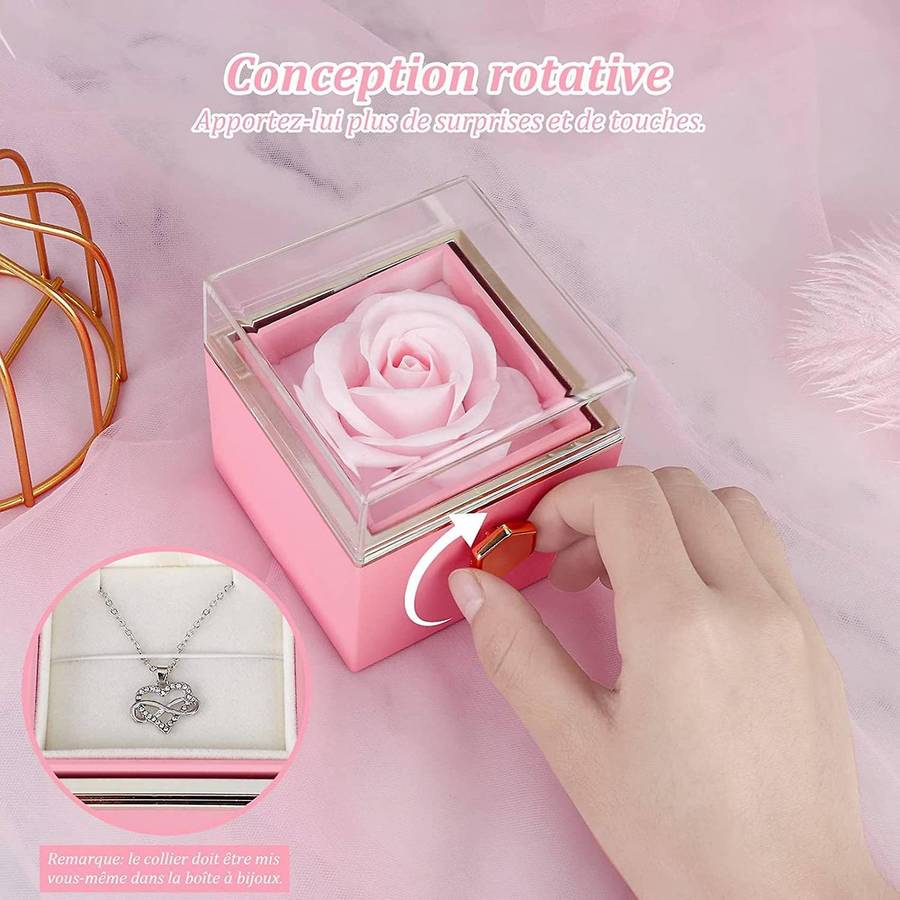 Eternal Rose Floral Necklace Box Valentine's Day Gift for Wedding A
