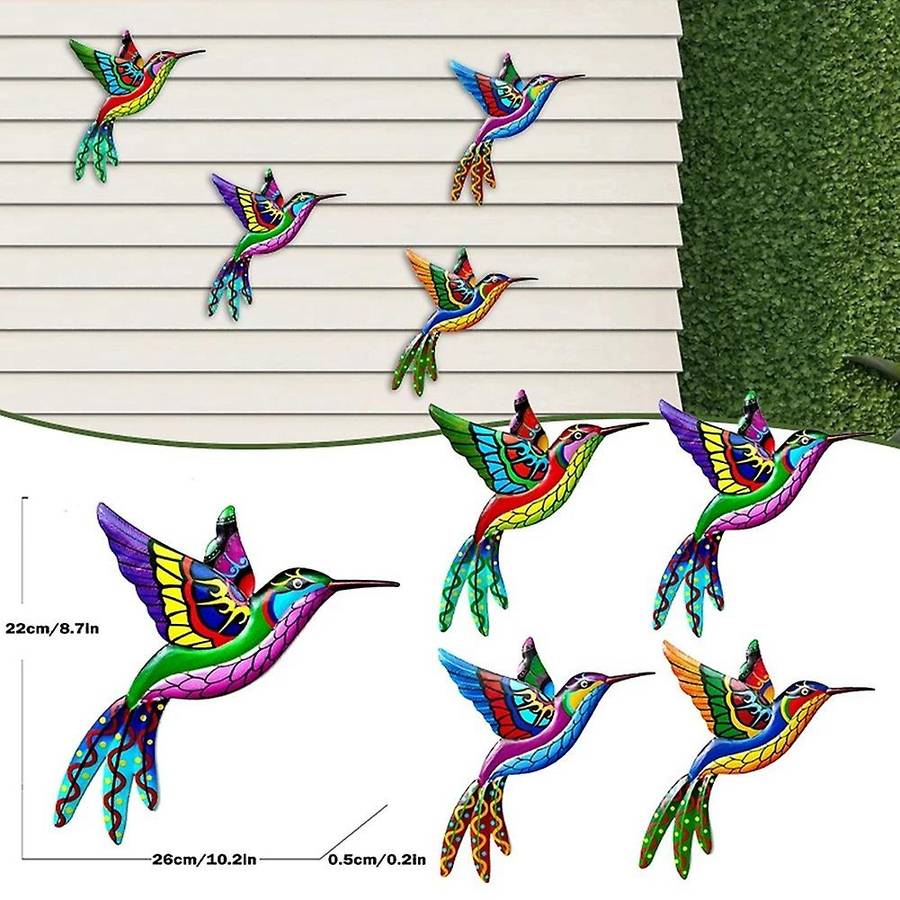 4pcs Mural Wrought Iron Bird Home Decor Ornament Garden Wall Hanging