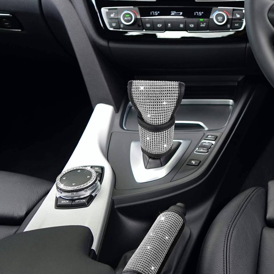 6pcs Crystal Rhinestone Include Shift Gear Cover Auto Emblem Stickers