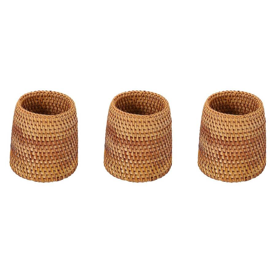3x Rattan Chopsticks Tube Bucket Dinner Knives Forks Organizer B