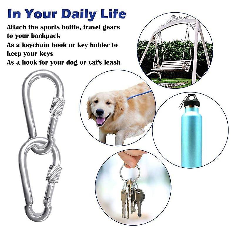 6pc M8 304 Stainless Steel Swivel Ring Double Ended Swivel Eye Hook
