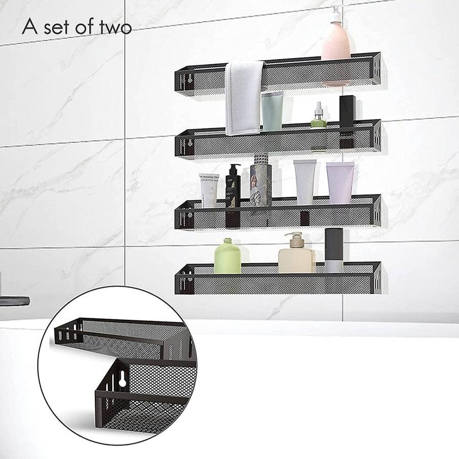 2 Pack Kitchen Counter-top Or Wall Mount Spice Rack, Black