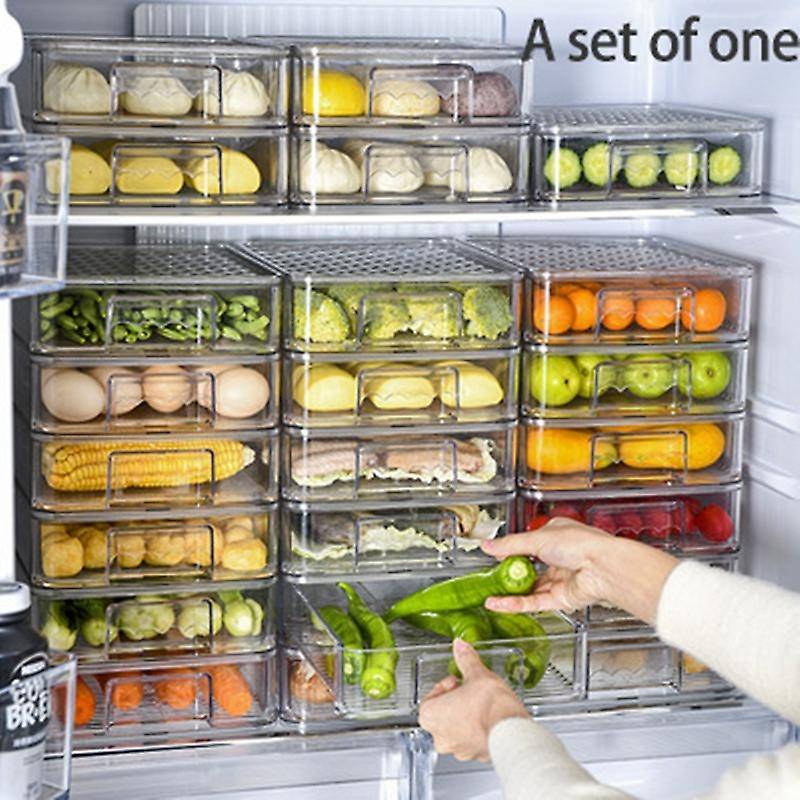 Refrigerator Food Storage Containers Cutout Handle Clear Pantry