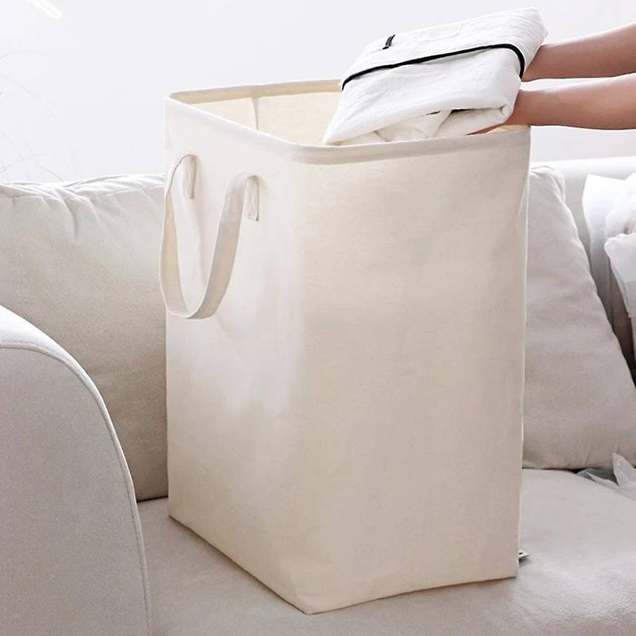 Contracted Style Japan Style Canvas Folding Laundry Basket-white