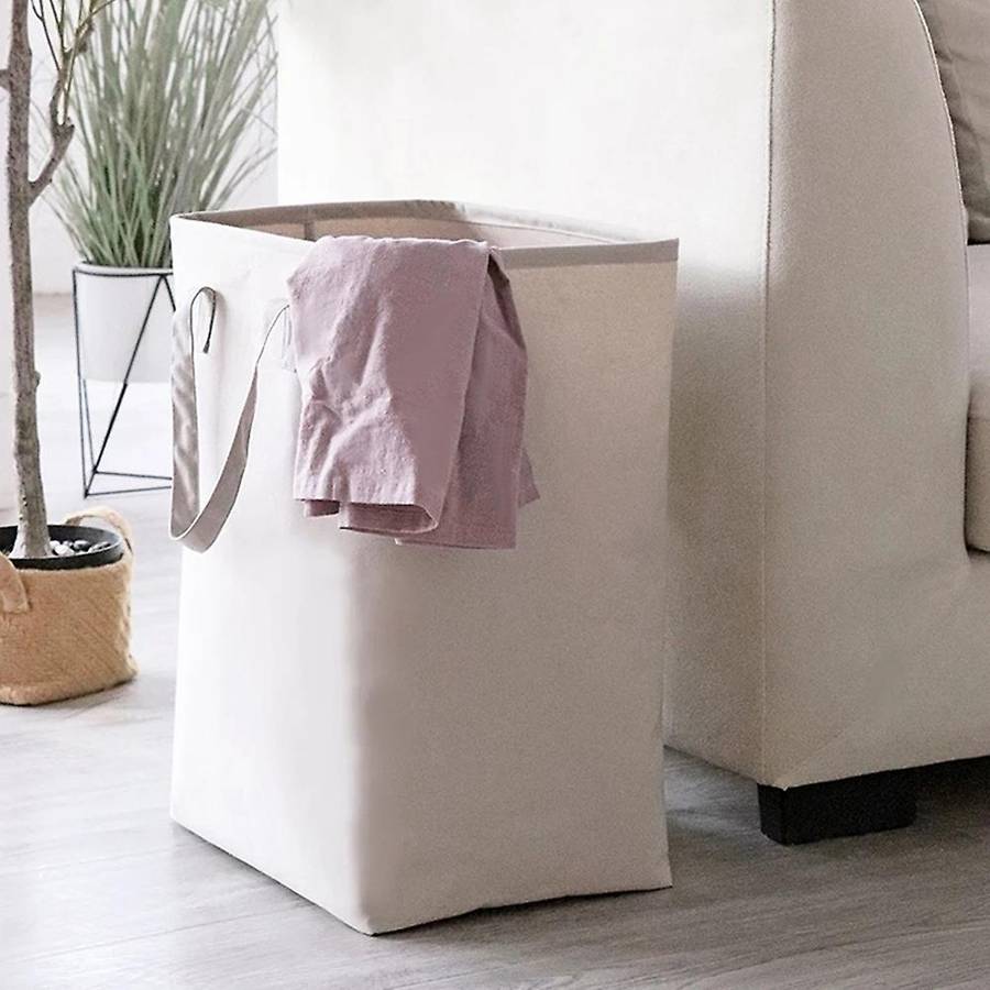 Contracted Style Japan Style Canvas Folding Laundry Basket-white