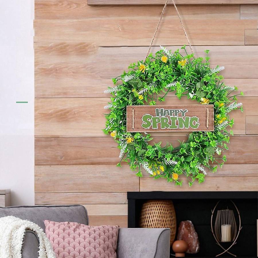 Wreaths for Front Door 16 Inch with Welcome Sign Farmhouse Wreath