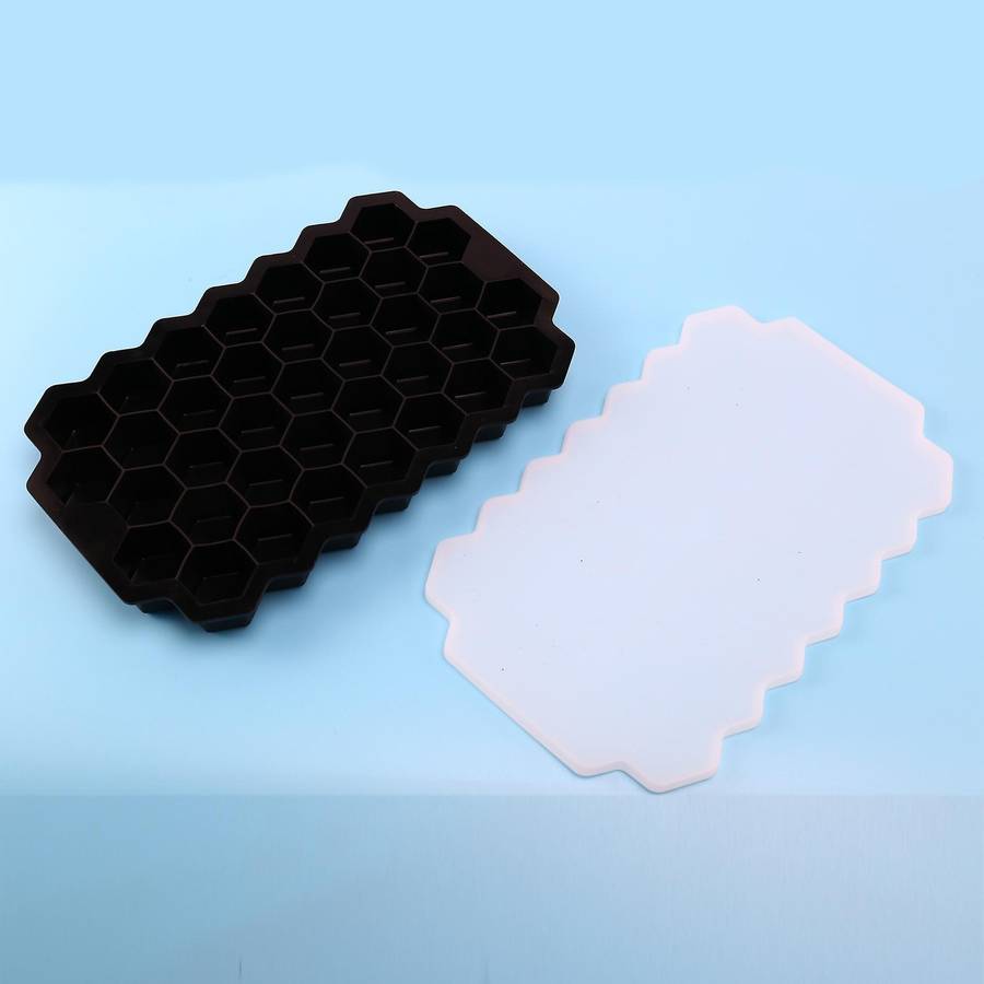 3 Pack Silicone Ice Cube Trays,square Honeycomb Ice Cube Mold,black