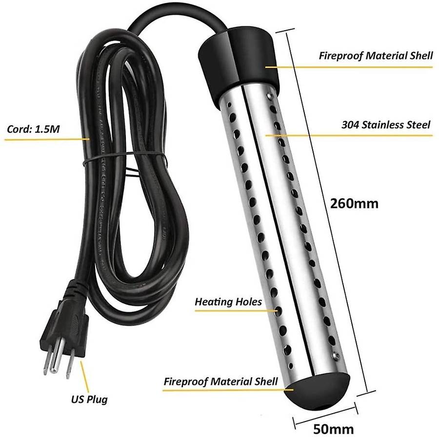Immersion Heater, Electric Submersible Instant Water Heater, Us Plug