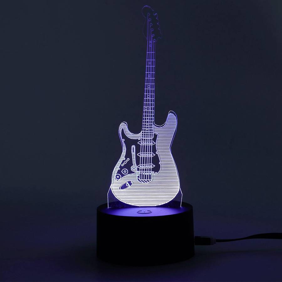 3d Electric Guitar Night Light 7 Color Led Change Press Switch