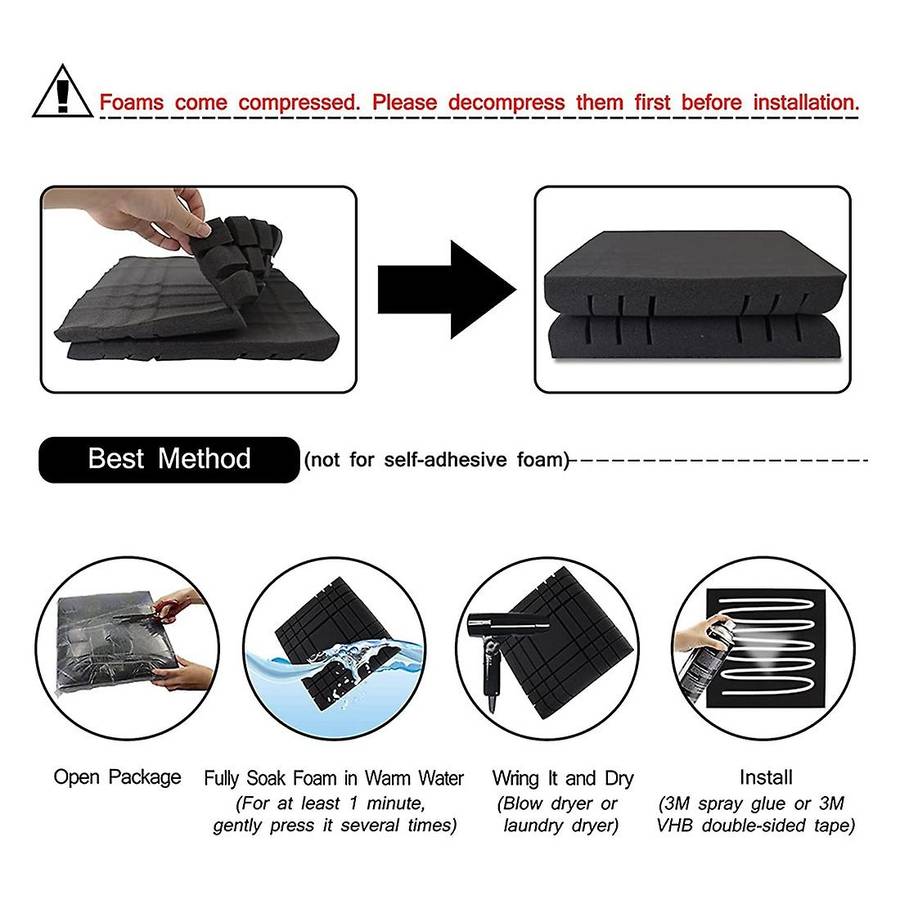 6 Pcs Grid Acoustic Foam Panel Pads, for Acoustic Treatment & Decor