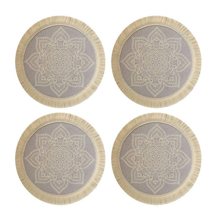 4pcs Bohemian Woven Cotton Placemat, Household Decorative Mat(purple)