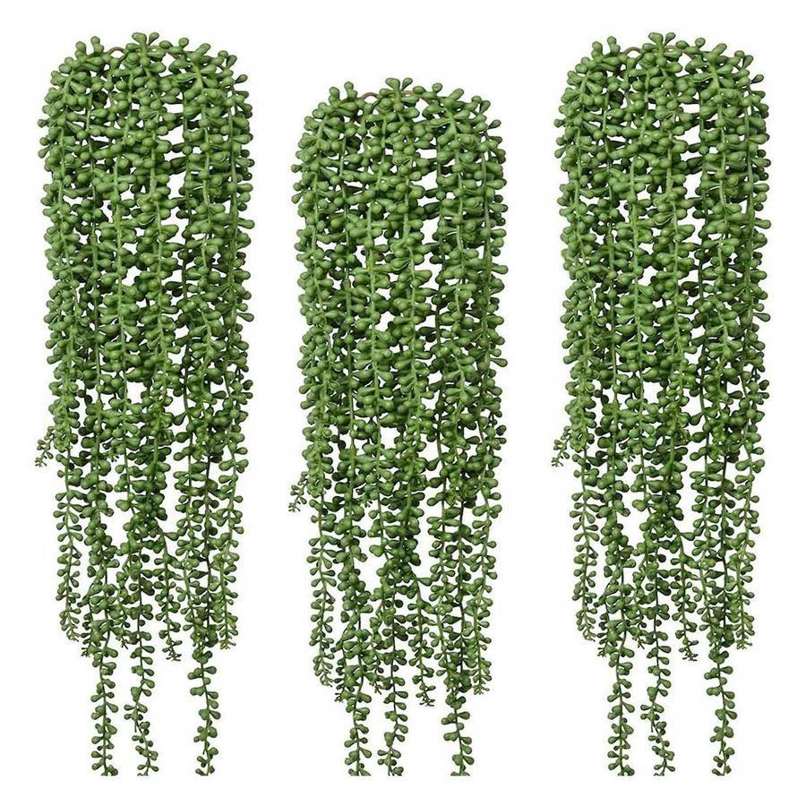 3pcs Artificial String Of Pearls Plant Faux Hanging Succulents Plants