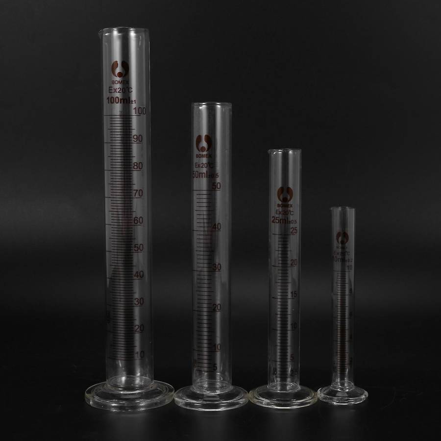 Thick Glass Graduated Measuring Cylinder Set 5ml 10ml 50ml 100ml