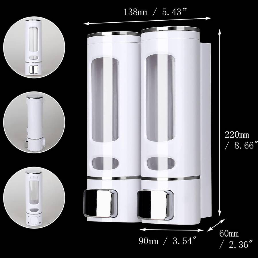 800ml Soap Dispenser Wall Mount, 2-chamber