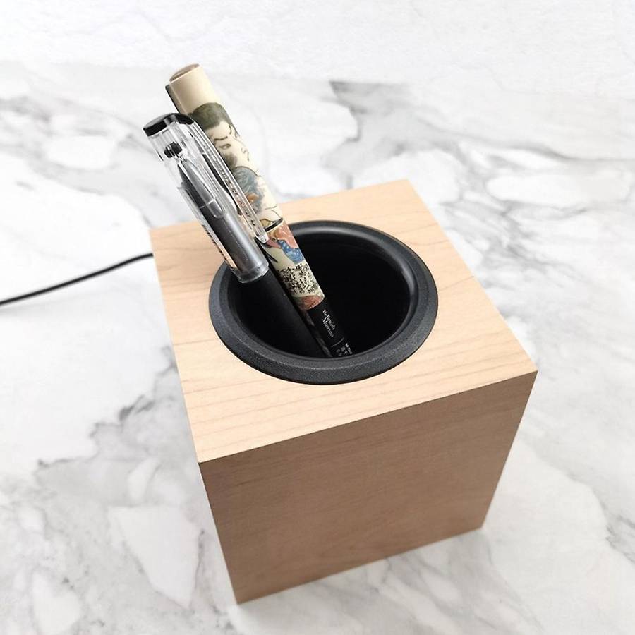 Pen Holder Alarm Clock,pen Holder Wood Clock Office Desk Organizer