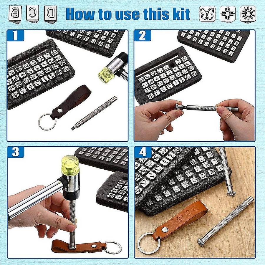 70 Pcs Leather Stamping Tools Set,68 Pcs Alphabet, Number and Pattern