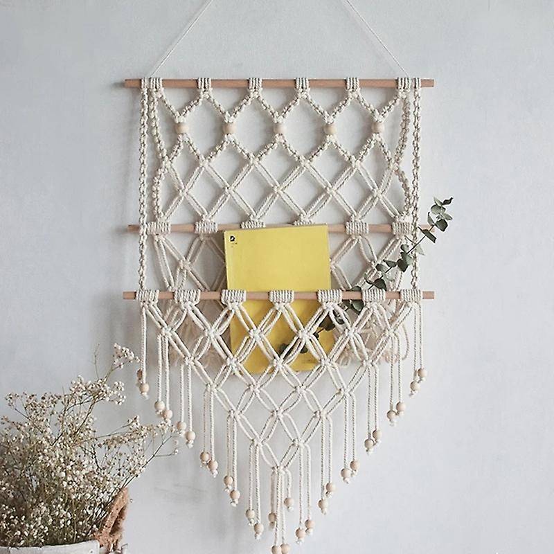 Hand Woven Storage Rack Macrame Tapestry for Boho Decor Ornament