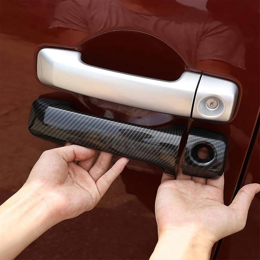 Car Exterior Door Handle Decorative Cover Trim 4pcs,abs Carbon Fiber