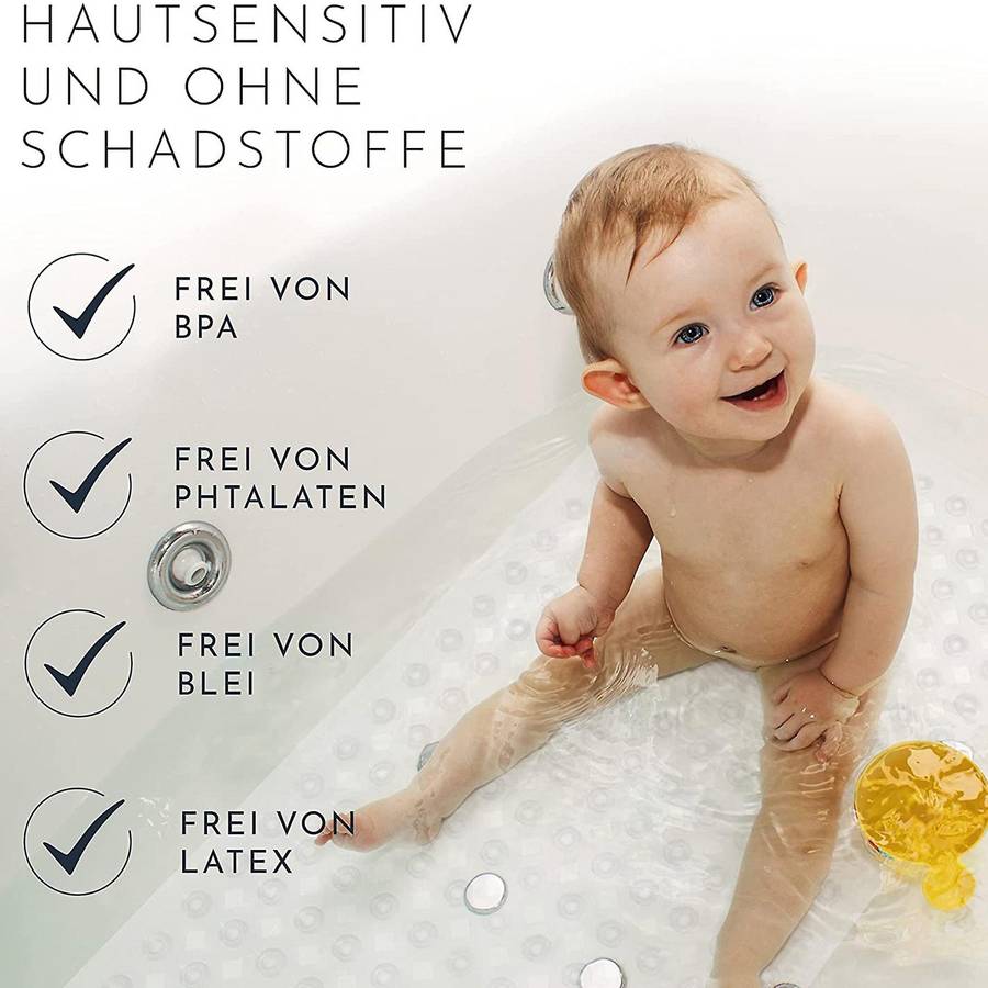 Bath Mat 88x40cm with Suction Cups and Non-slip Structure Transparent
