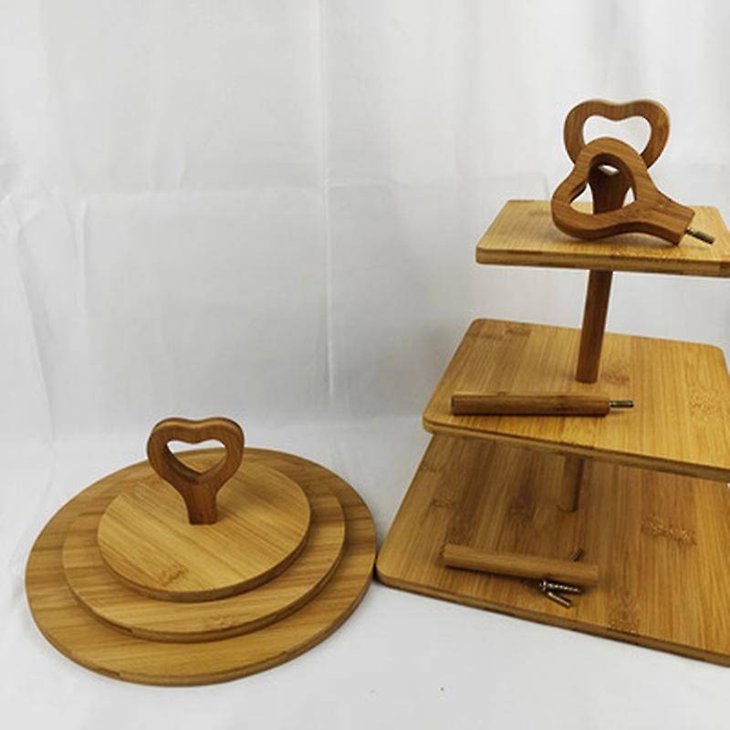 3 Tier Wooden Dessert Cake Plate Wood Cake Display Serving Dish B