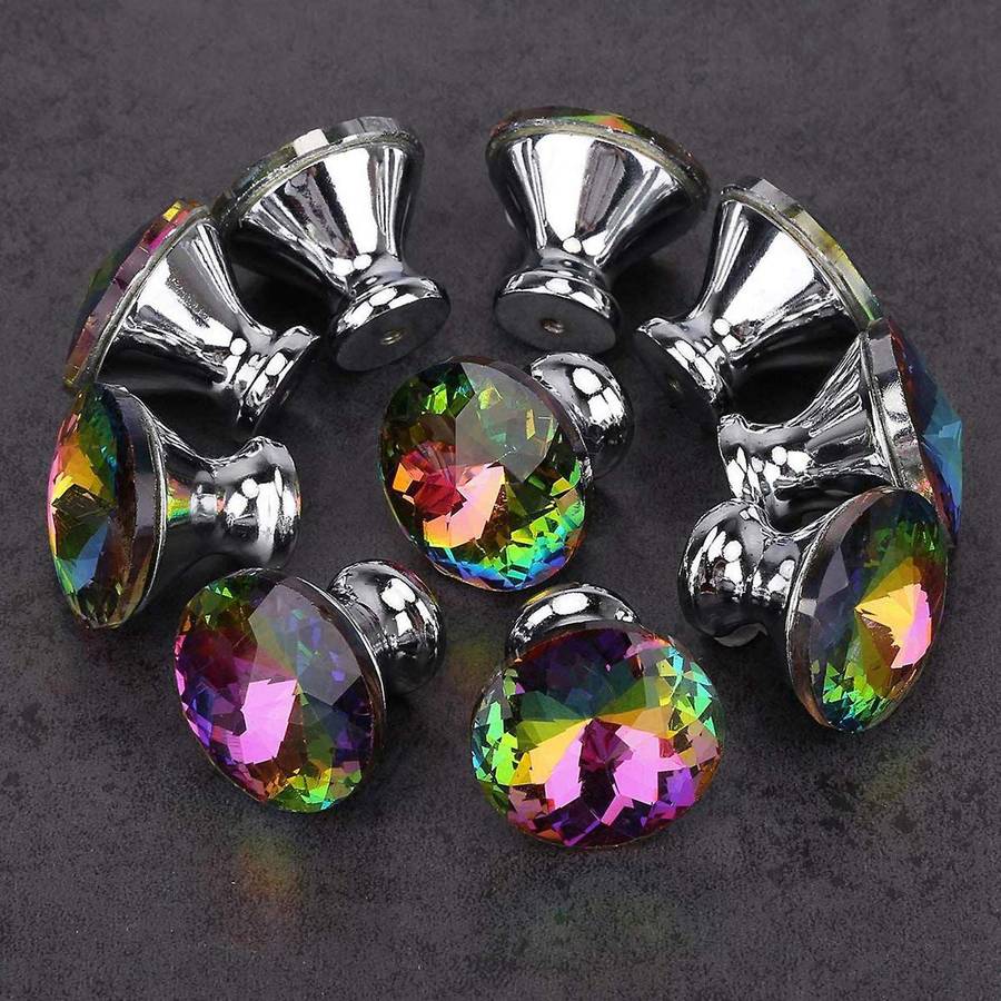 10pcs 30mm Colorful Knobs Glass Cabinet Knobs Drawer Pulls Handle