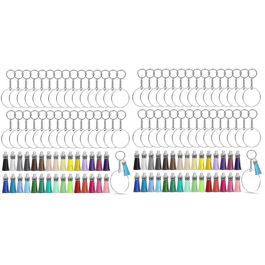 240pcs Ornament Blanks Kit Including Blanks, Tassels, Key Chain Rings