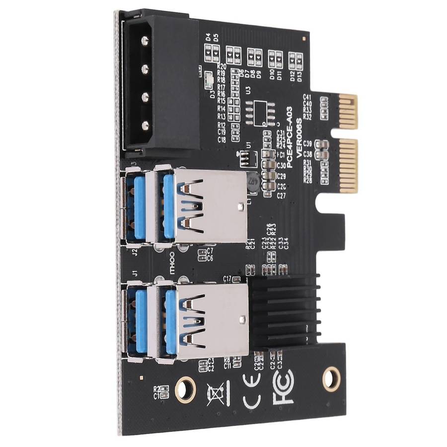 Pci-e 1 Port Dual Layer Usb3.0 Expansion Card for Btc Miner Mining