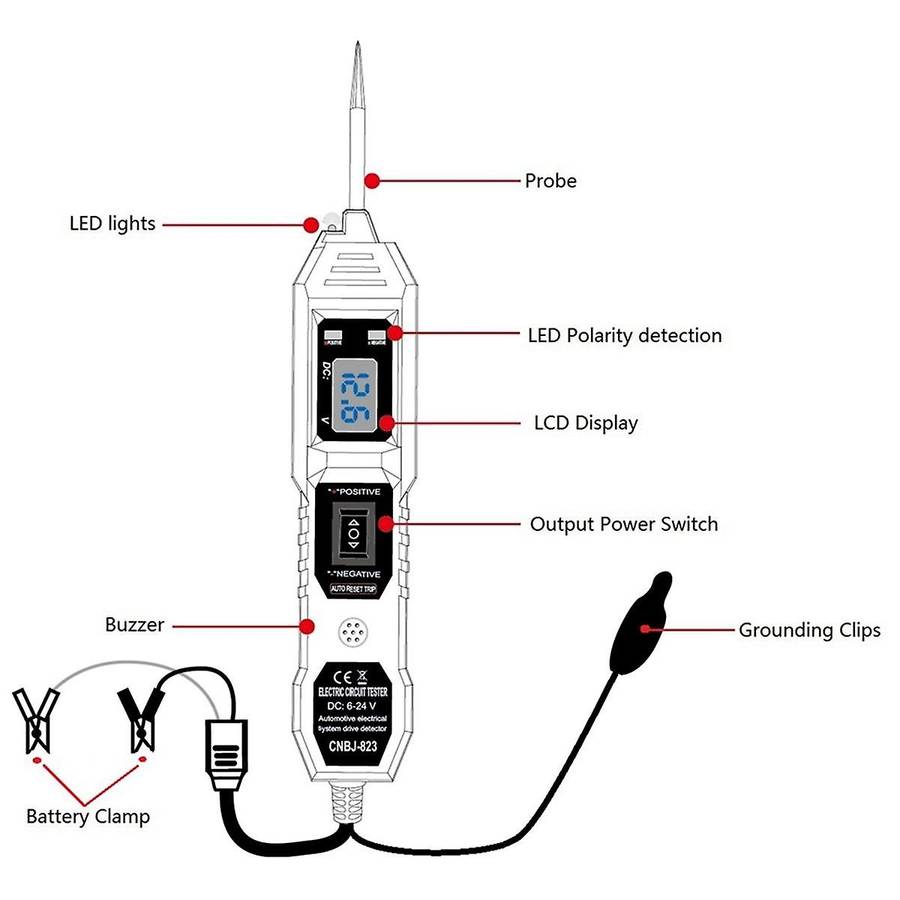 Automotive Circuit Tester Digital Test Electric Voltage Power Test System Probe Car Voltage Tester