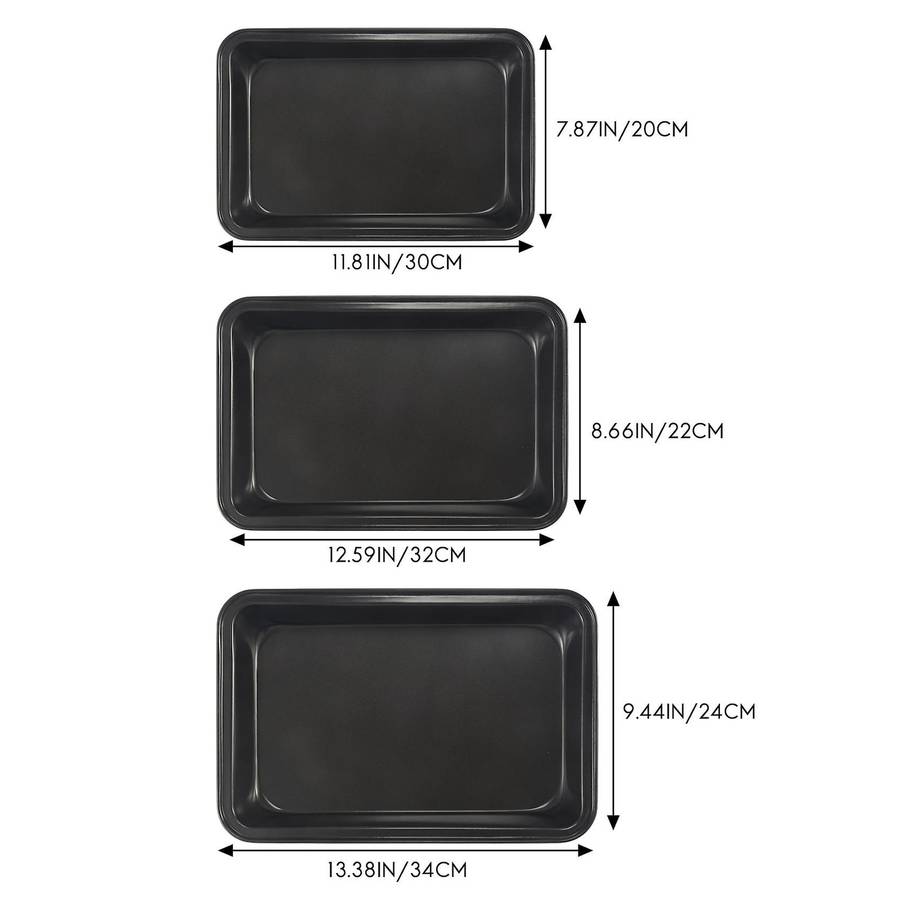 Baking Deep Baking Pans Nonstick Set, Cookie Baking , Bakeware Rectangle Cake for Oven, 3 Piece
