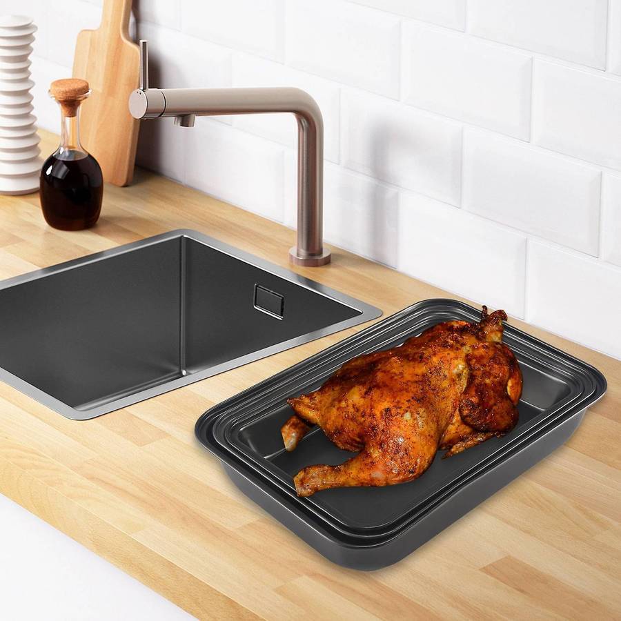 Baking Deep Baking Pans Nonstick Set, Cookie Baking , Bakeware Rectangle Cake for Oven, 3 Piece