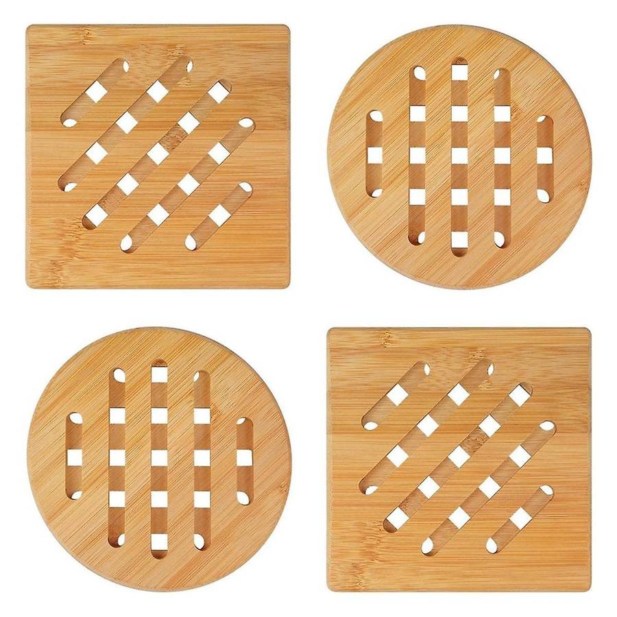 Bamboo Pot Coasters,heat-resistant Bamboo Place Mats, Square and Round Pot Coasters Made Of Wood, Fo