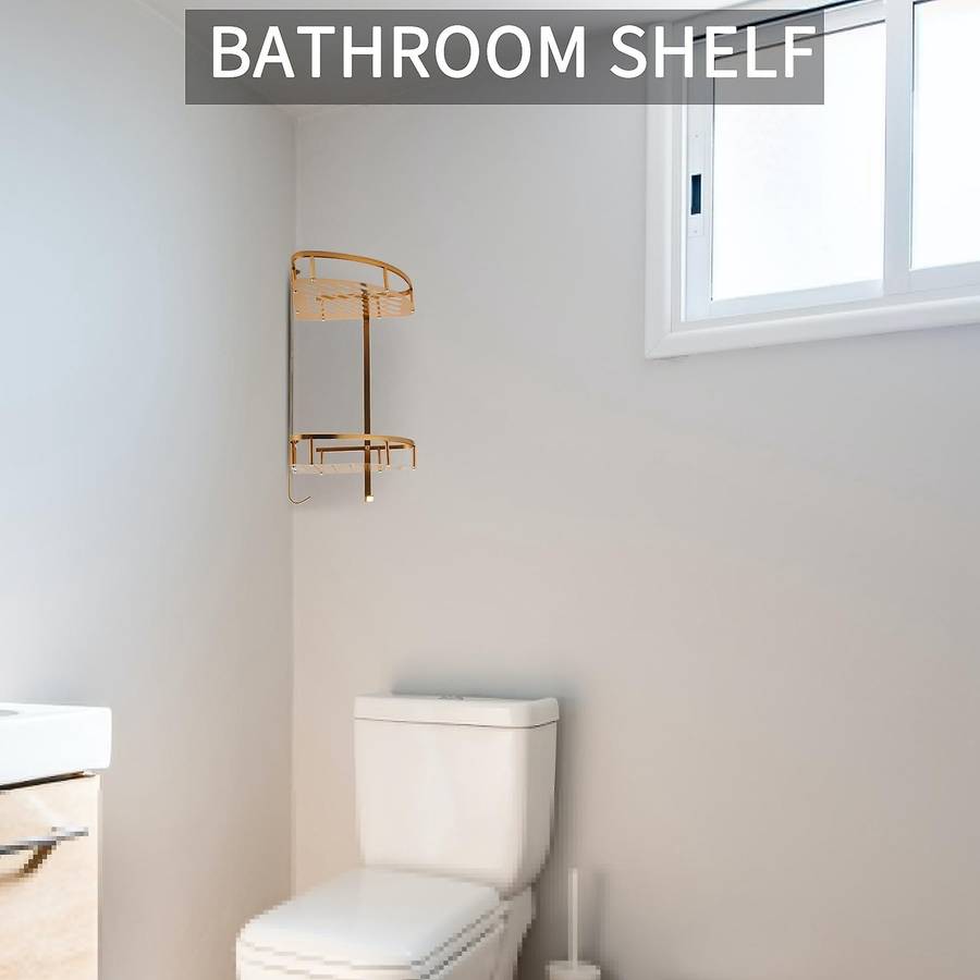 Bathroom Gold Shelf Shower Wall Mounted Corner Basket Bathroom Shelf