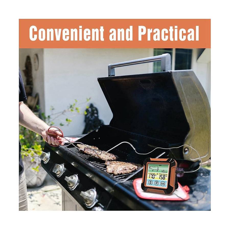 BBQ Cooking Food Thermometer Waterproof BBQ Oven Meat Cooking Grill Thermometer with Timer Temperatu
