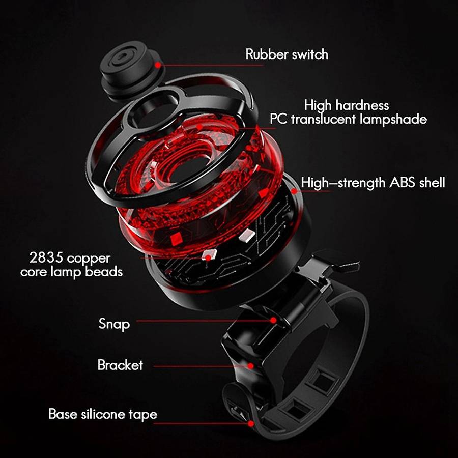 Bicycle Taillight High Capacity Bicycle Tail Lamp Warning Light Bike Rear Light Bright Helmet Light