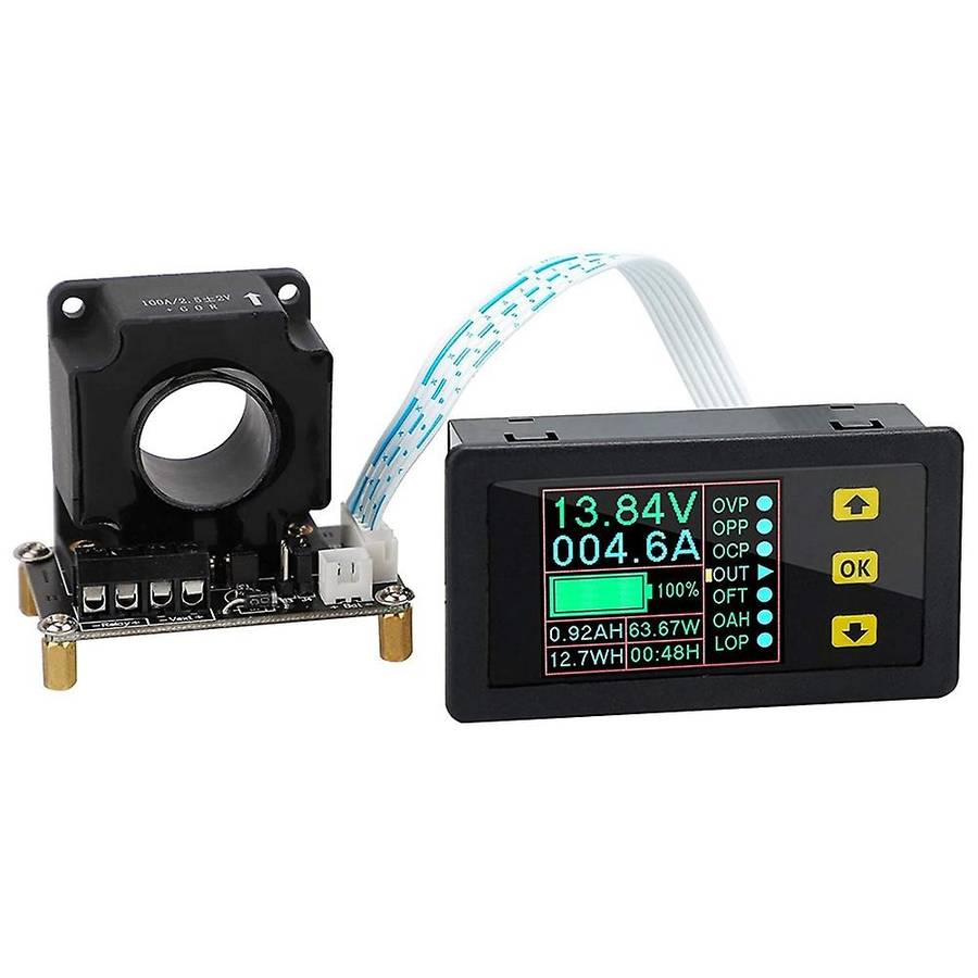 Bidirectional Volt Amp Meter, 90V 200A Voltage Current Battery Capacity Amp-Hour Watt-Hour Power Tim