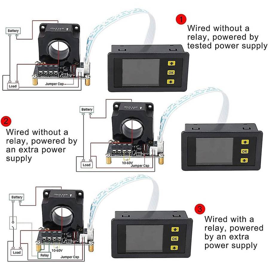 Bidirectional Volt Amp Meter, 90V 200A Voltage Current Battery Capacity Amp-Hour Watt-Hour Power Tim