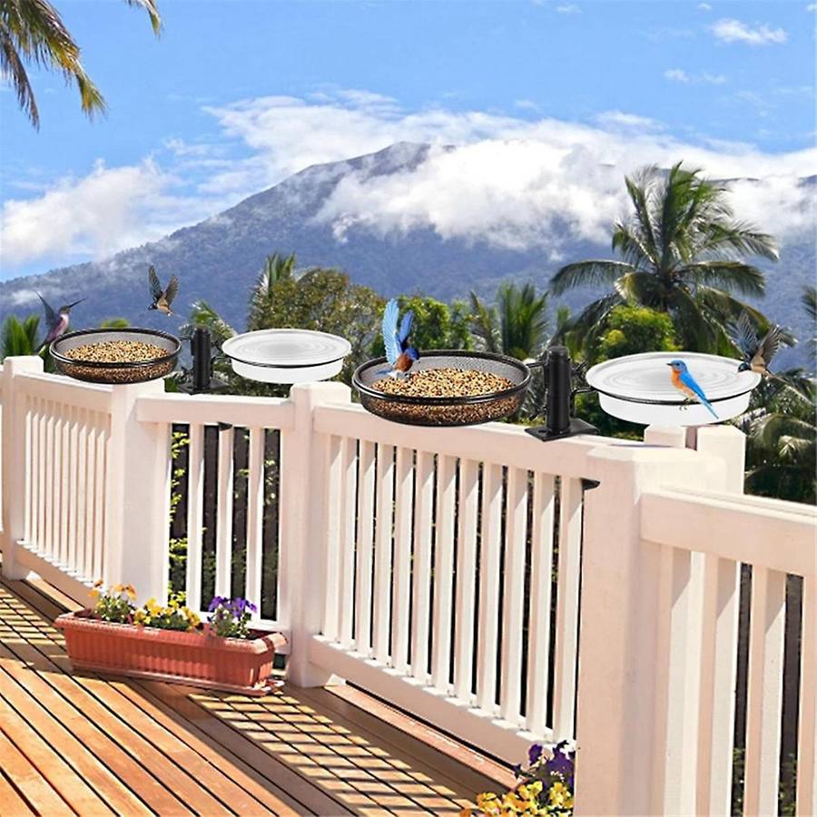 Bird Feeder - 2-In-1 Bird Bath and Feeder with Balcony Bracket for Outdoor Garden, Lawn, Balcony, an