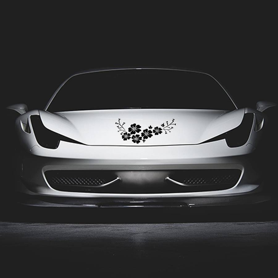 Black Decal Car Flower Sticker Waterproof Removable Vehicle Cover