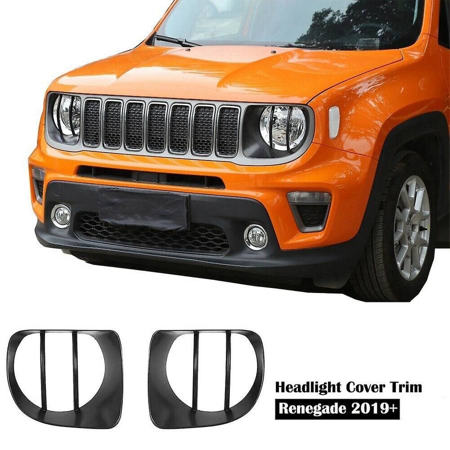 Black Front Light Headlight Lamp Trim Cover Decor for 2019+ 1 Pair