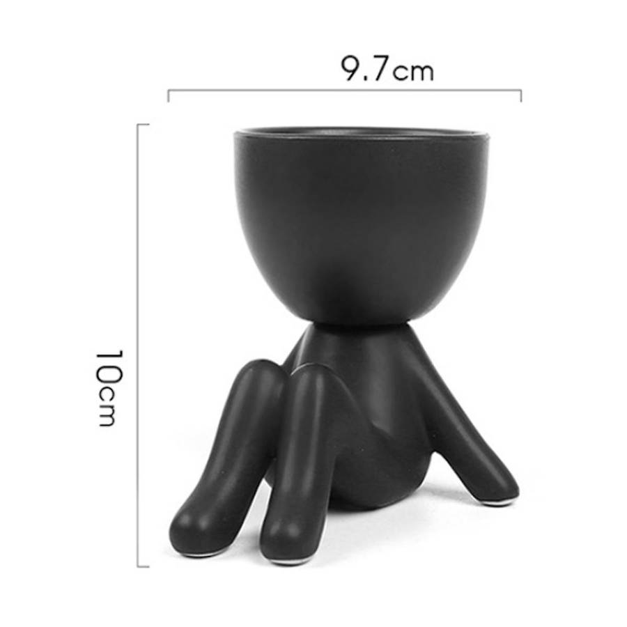 Black Modern Ceramic Flower Pot, Cute Desk Decoration Desk Plant Feminine Office Decoration
