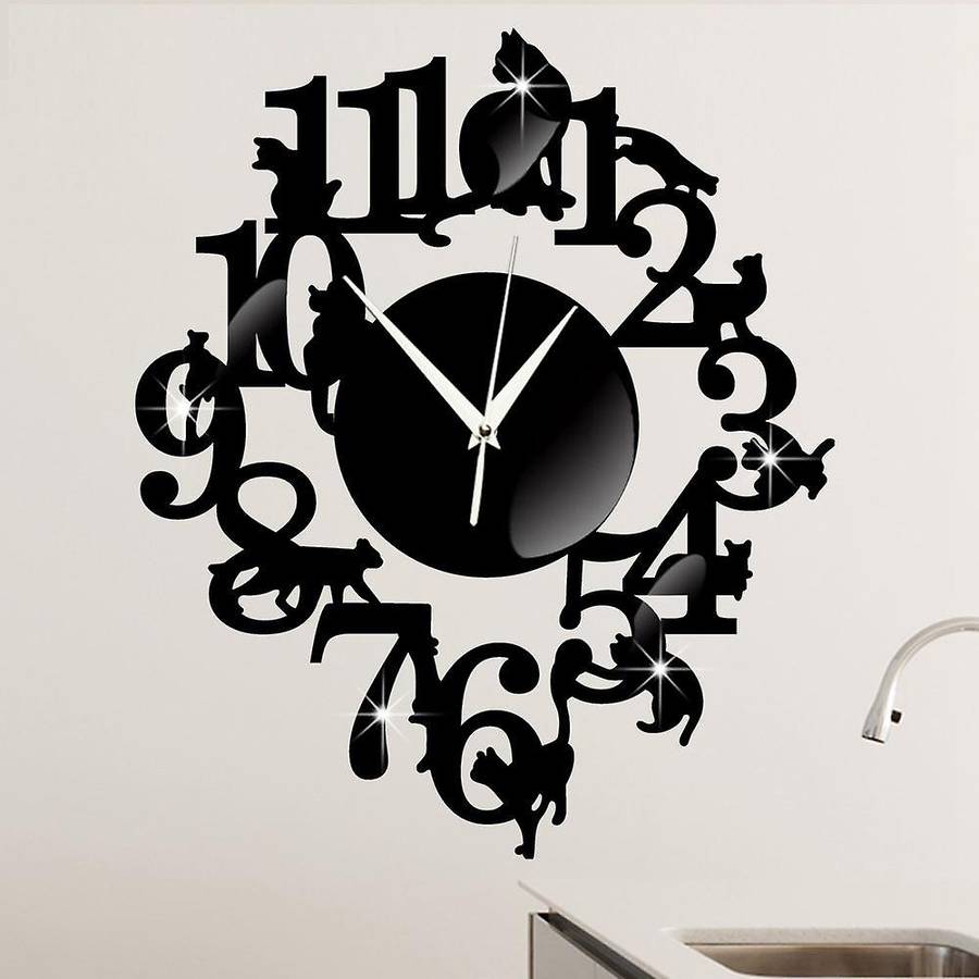 Black Wall Clock Hook Antique Indoor Wall Clock Scandinavian Clock Cute (black)