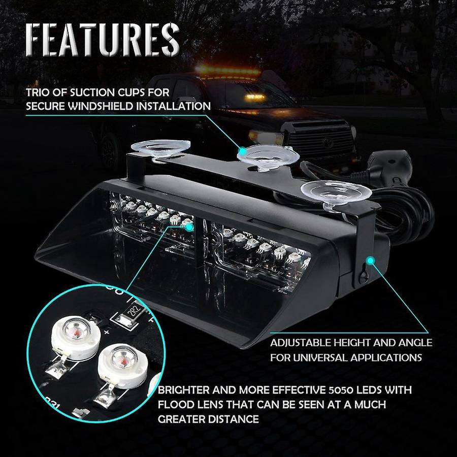 Blue&White 16 LED High Intensity LED Law Enforcement Emergency Hazard Warning Strobe Lights for Inte