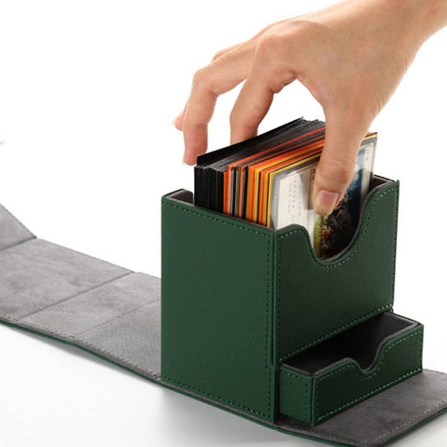 Board Game Card Sleeve Holder Box Capacity PU Leather Holder Box Tarots Case Container Collection TO