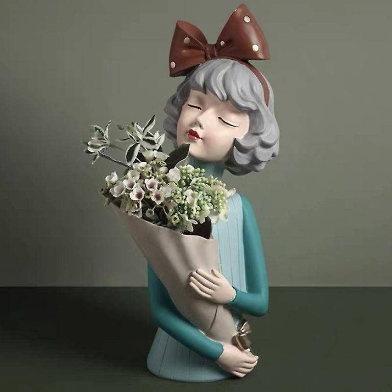 Bouquet Girl Ornaments Sculpture Statue Gifts Living Room TV Cabinet Flower Arrangement Decoration