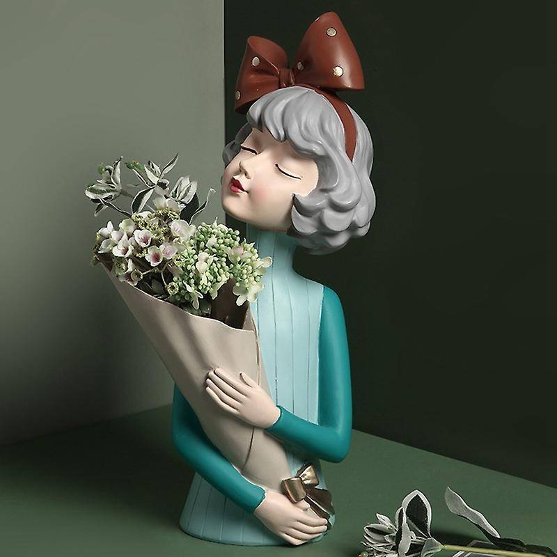 Bouquet Girl Ornaments Sculpture Statue Gifts Living Room TV Cabinet Flower Arrangement Decoration