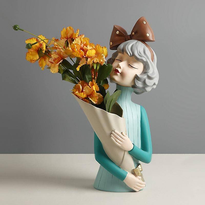 Bouquet Girl Ornaments Sculpture Statue Gifts Living Room TV Cabinet Flower Arrangement Decoration
